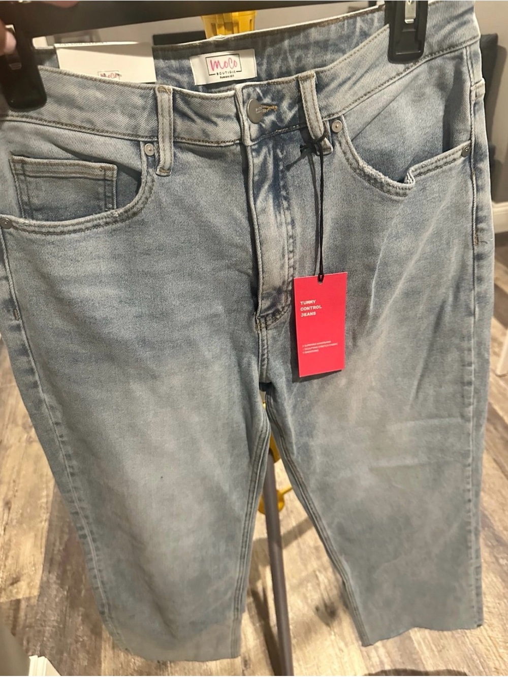 Moco Boutique Light Blue Washed Women’s Jeans- cropped wide leg